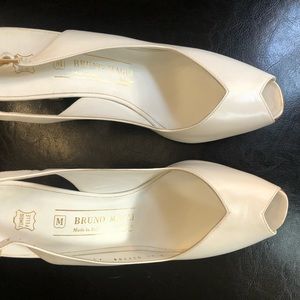 Bruno Magli ~ Never worn. Size 8 1/2, White Italian calf peep-toe sling backs.